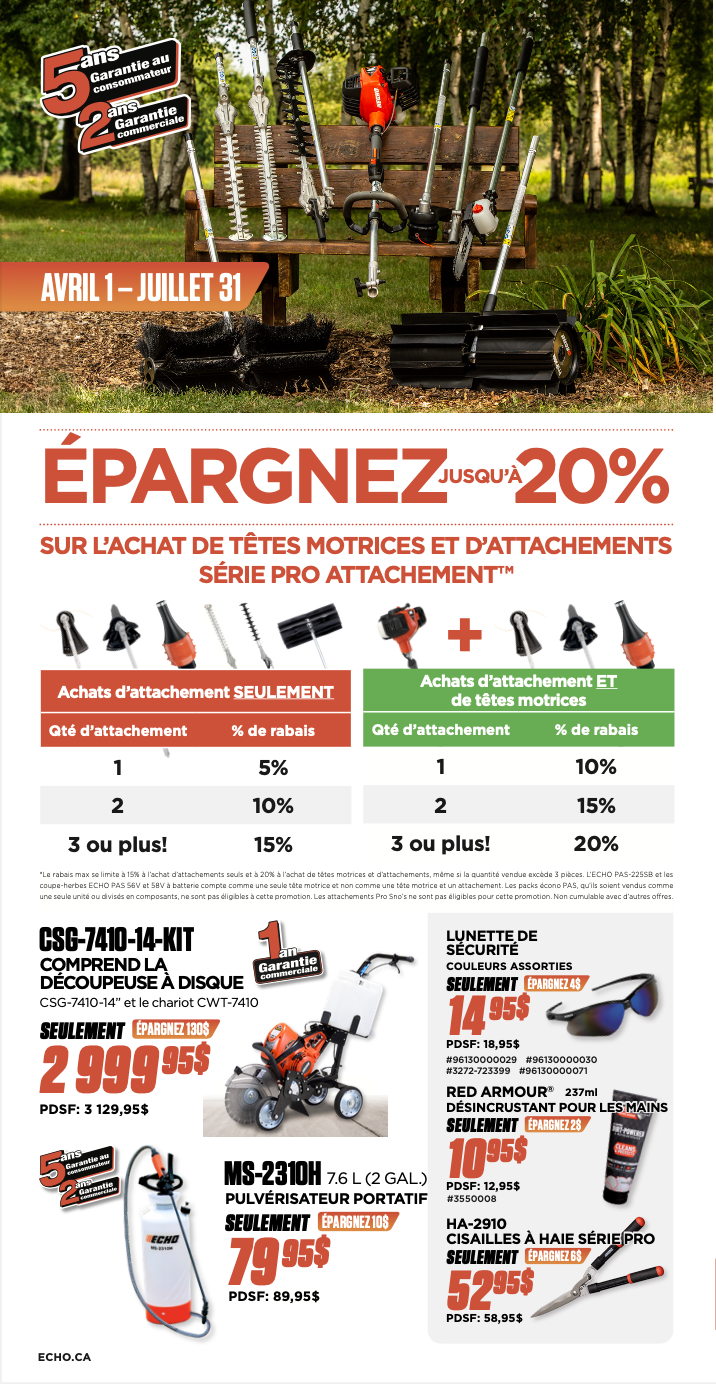 Promotions ECHO Printemps-Été 2024 - D mini moteurs - Laval - 5