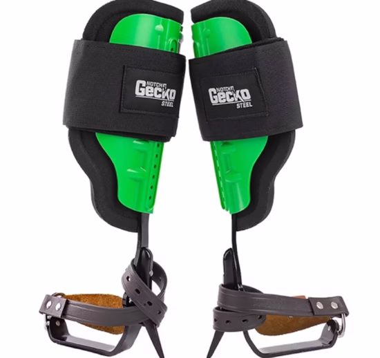 Notch Éperons en acier Gecko — Confort et stabilité pour la grimpe arboricole